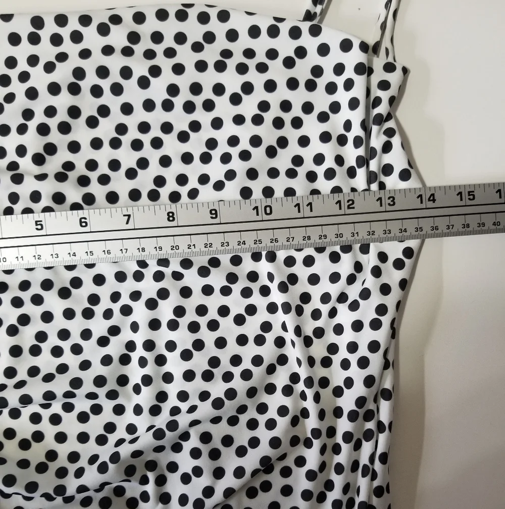 Zara Black and White Polka Dot Ruched Bodycon Dress Small - Picture 6 of 7